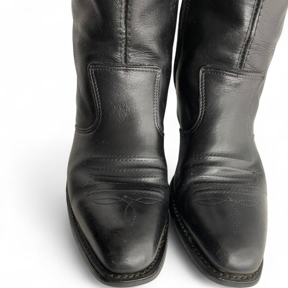 Double-H Black Leather Ankle Size Zip Western Biker Cowboy Boots Men's 10 D - Picture 3 of 11